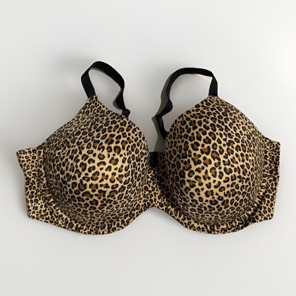Auden Other - The Superstar T-Shirt Bra 44DD Leopard Print Lightly Lined Full Coverage